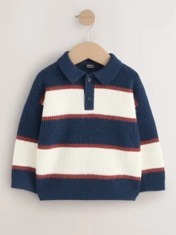 Next Bleu marine/bordeaux - Polo de rugby à rayures en maille (3mois7ans) Clearance