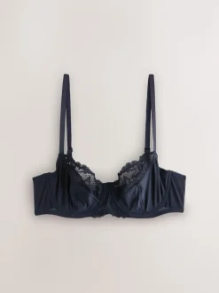 Next Bleu marine/Crème Fleuri - Soutien-gorge à bonnets entiers sans coussinets