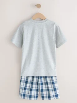 Next Bleu marine/gris - Lot de 2 pyjamas oversize tissés à carreaux (3-16ans) New