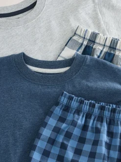 Next Bleu marine/gris - Lot de 2 pyjamas oversize tissés à carreaux (3-16ans) New