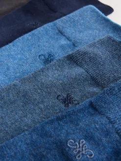 Next Bleu marine/gris chiné - Chaussettes brodées Lasting Fresh 10 Lot Outlet