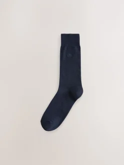 Next Bleu marine/gris chiné - Chaussettes brodées Lasting Fresh 10 Lot Outlet