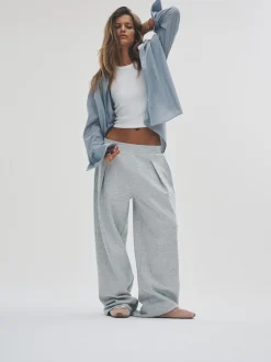 The Set Bleu marine/gris chiné - lot de 2 pantalons épais en jersey plissé sur le devant New