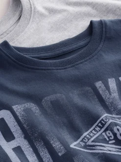 Next Bleu marine/gris universitaire - Carreaux Pyjamas courts tissés 2 Lot de (4-16ans) Clearance