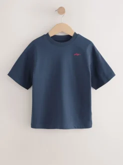 Next Bleu marine/gris/baie - Lot de 4 T-shirts à Manches courtes avec Logo Graphique sur la Poitrine (3-16ans) Discount