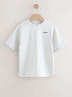 Next Bleu marine/gris/baie - Lot de 4 T-shirts à Manches courtes avec Logo Graphique sur la Poitrine (3-16ans) Discount