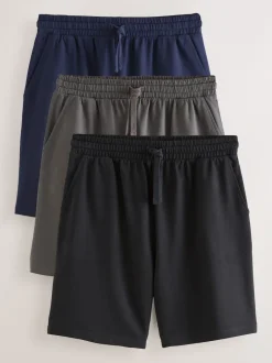 Next Bleu marine/gris/noir - Lot de 3 shorts Loopback doux au toucher Outlet