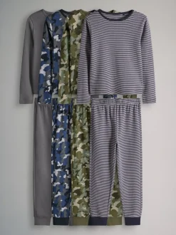 The Set Bleu marine/kaki/gris anthracite - lot de 4 Ensemble pyjamas en jersey de Coton Se blottir Discount
