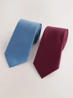 Next Bleu marine/rouge bordeaux - Lot de 2 cravates texturées Online