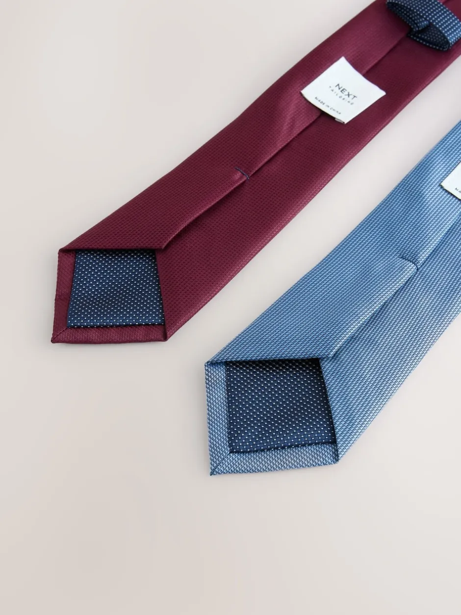 Next Bleu marine/rouge bordeaux - Lot de 2 cravates texturées Online
