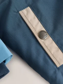 Next - Parka imperméable doublée de borg (3mois-7ans) Bleu marine/Rouge color block Clearance