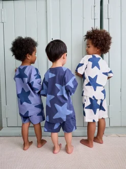 Next Bleu marine/étoiles blanches - Pyjama court 3 Pack (9mois-12ans) Outlet