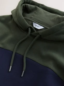Next Bleu marine/vert kaki - Sweat à capuche à enfiler - Sweat-shirt color block Best