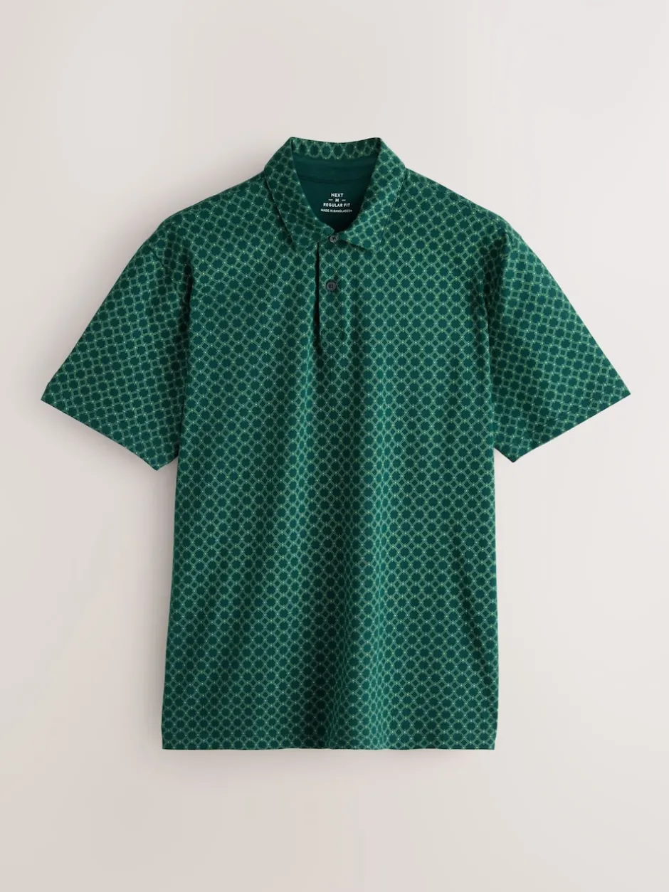 Next - Polo en jersey Manches courtes 3 Pack Bleu marine/vert/bordeaux/géos New