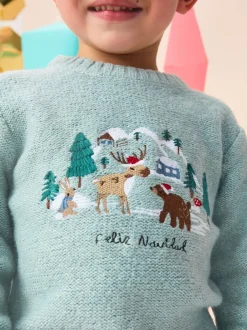 Next - Pull de Noël en maille (3 mois-7 ans) Bleu minéral Clearance