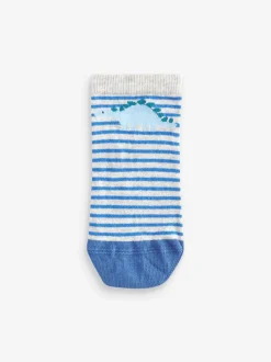 Next - Paquet de chaussettes de sport en coton riche 7 Bleu motif dinosaure New