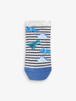 Next - Paquet de chaussettes de sport en coton riche 7 Bleu motif dinosaure New