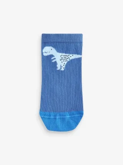 Next - Paquet de chaussettes de sport en coton riche 7 Bleu motif dinosaure New