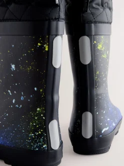 Next bleu motif galaxie - Bottes en caoutchouc fourrées Outlet
