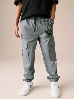 Next - Pantalon cargo (3-16ans) Bleu motif graffiti Online