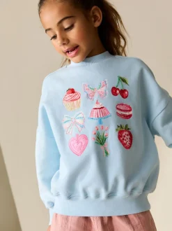 Next Bleu motif gâteau orné de perles - Sweat-shirt (3-16yrs) New
