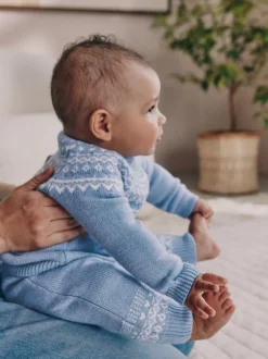 Next - Ensemble haut et legging en maille (0mois-2ans) Bleu motif jacquard Online