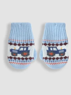 Jojo Maman Bébé Bleu motif jacquard - Mitaines doublées de polaire Outlet