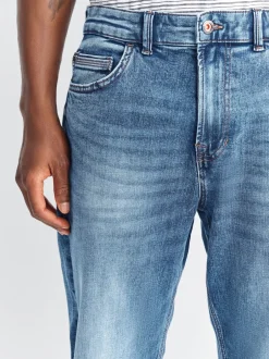 Next Bleu moyen - - extensible Denim Jeans Ajustement droit Sale