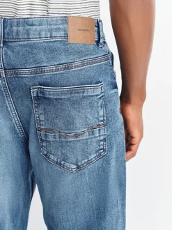 Next Bleu moyen - - extensible Denim Jeans Ajustement droit Sale