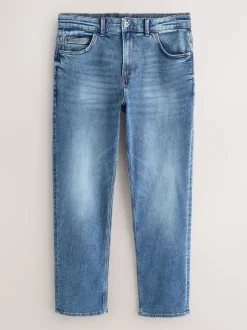 Next Bleu moyen - - extensible Denim Jeans Ajustement droit Sale