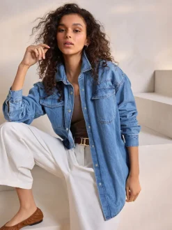 Next - Chemises oversize en Denim Bleu moyen Best