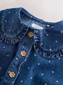 Next Bleu moyen - Ensemble chemise Denim et Pantalons à Carreaux (3mois-7ans) Outlet