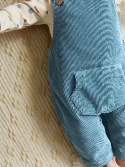 Next - Ensemble salopette et body en velours côtelé (0mois-2ans) Bleu moyen Outlet