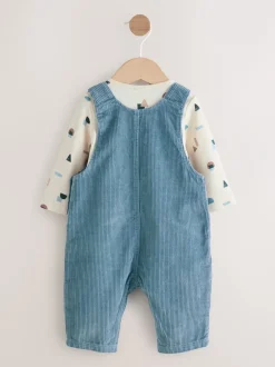 Next - Ensemble salopette et body en velours côtelé (0mois-2ans) Bleu moyen Outlet