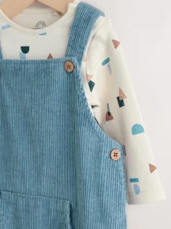 Next - Ensemble salopette et body en velours côtelé (0mois-2ans) Bleu moyen Outlet