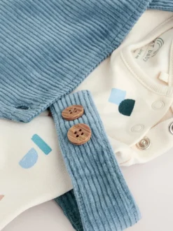 Next - Ensemble salopette et body en velours côtelé (0mois-2ans) Bleu moyen Outlet