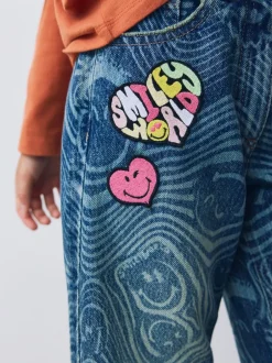 Next Bleu moyen - Jean ample imprimé SmileyWorld® (3-16ans) Sale