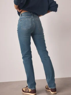 Next Bleu moyen - Jean extensible ajusté taille milieu Outlet