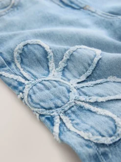 Next Bleu moyen - Jean Jambe large Fleuri (3-16ans)