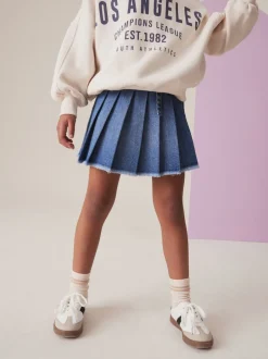 Next Bleu moyen - Jupe plissée en jean (3-16ans) Discount