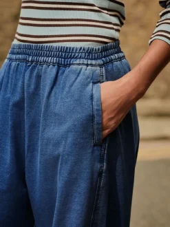 Next Bleu moyen - Pantalons Coupe ballon en Denim jersey Best
