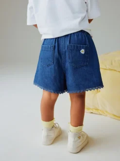 Next Bleu moyen - Shorts Denim Brodés Daisy (3mois-7ans) Sale