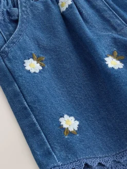 Next Bleu moyen - Shorts Denim Brodés Daisy (3mois-7ans) Sale