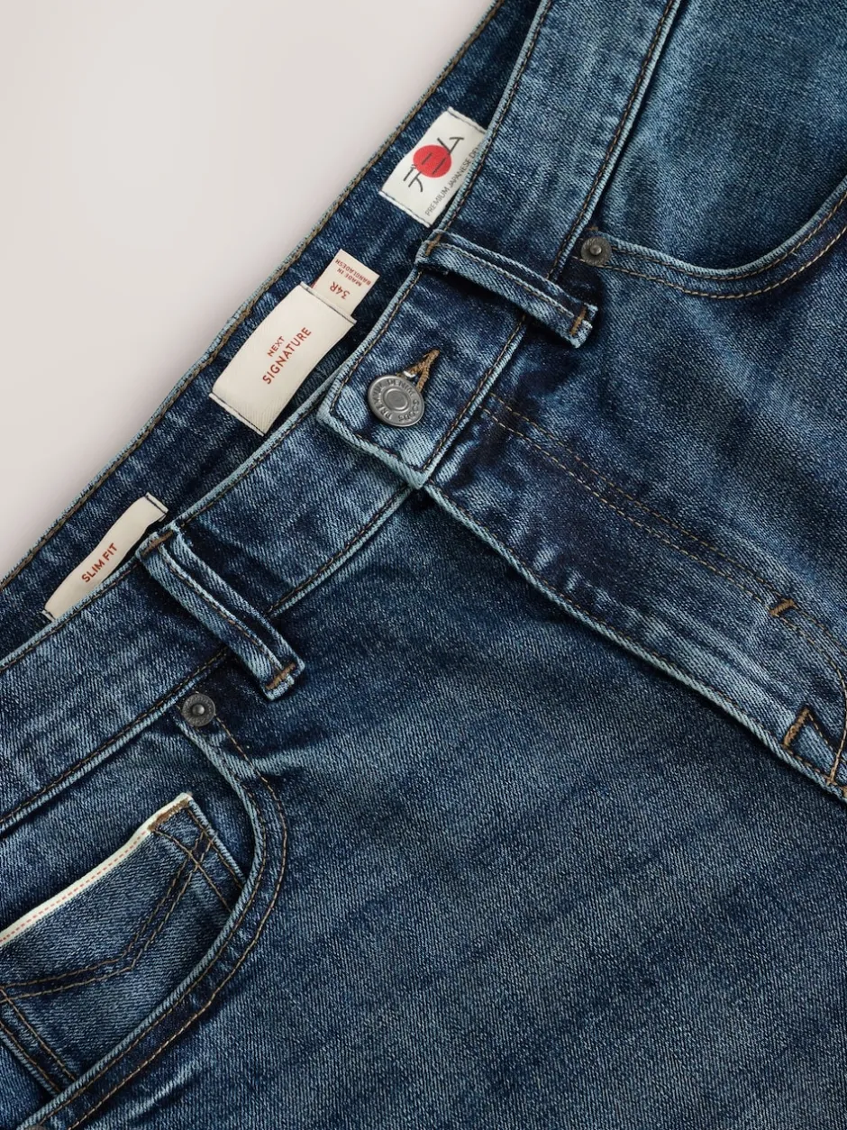 Next Bleu moyen - Slim Fit (Slim Fit) - Signature Selvedge jean Denim Jeans Sale