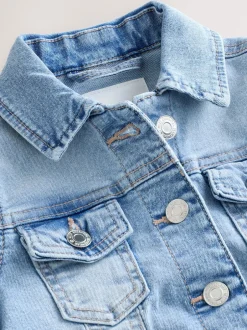 Next Bleu moyen - Veste en jean à épaules volantées (3-16ans)