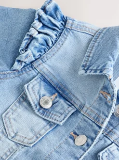 Next Bleu moyen - Veste en jean à épaules volantées (3-16ans)
