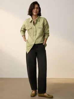 Next Bleu moyen et vert kaki - Lot de 2 chemises en jean oversize Discount