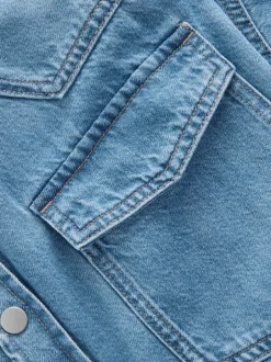 Next Bleu moyen et vert kaki - Lot de 2 chemises en jean oversize Discount