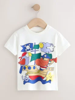 Next Bleu Pirates - Lot de 3 t-shirts appliqués à manches courtes (3mois7ans) New