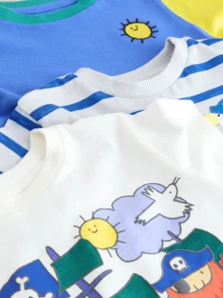 Next Bleu Pirates - Lot de 3 t-shirts appliqués à manches courtes (3mois7ans) New